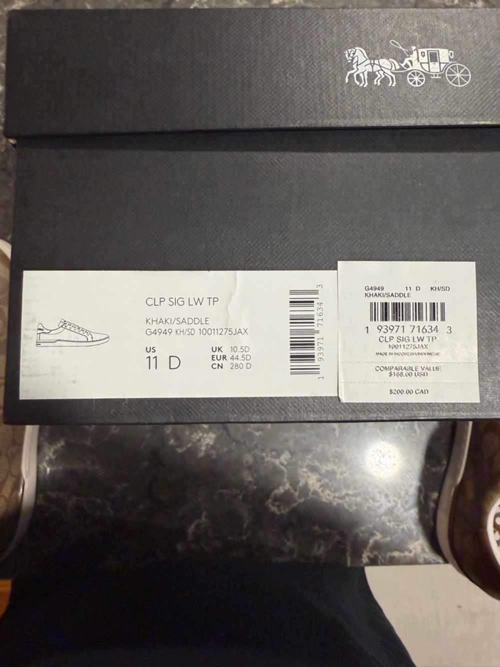 NEW IN BOX Coach Clip Signature Low Top Sneaker (Khaki/Saddle) - Picture 6 of 6